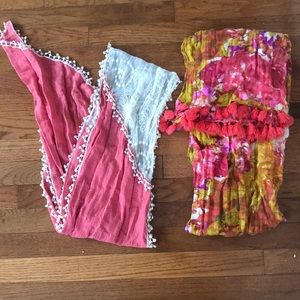 two pink scarves